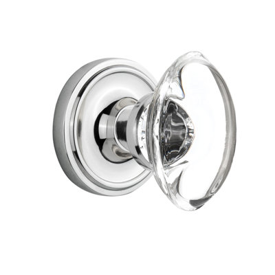 Crystal Oval Interior Mortise Door Knob with Classic Rosette