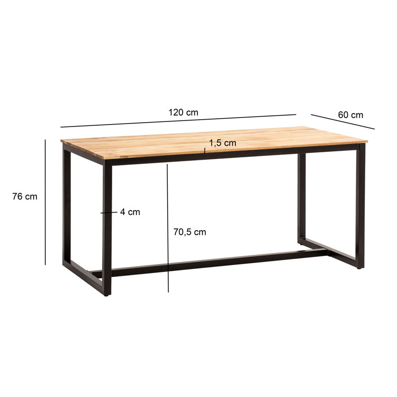 120 cm Acacia Rectangular Wood Top Dining Table with Iron Base