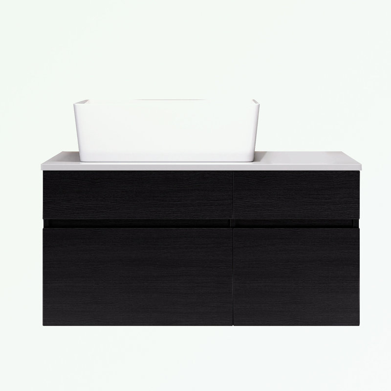 Meuble-lavabo flottant avec lavabo et deux armoires