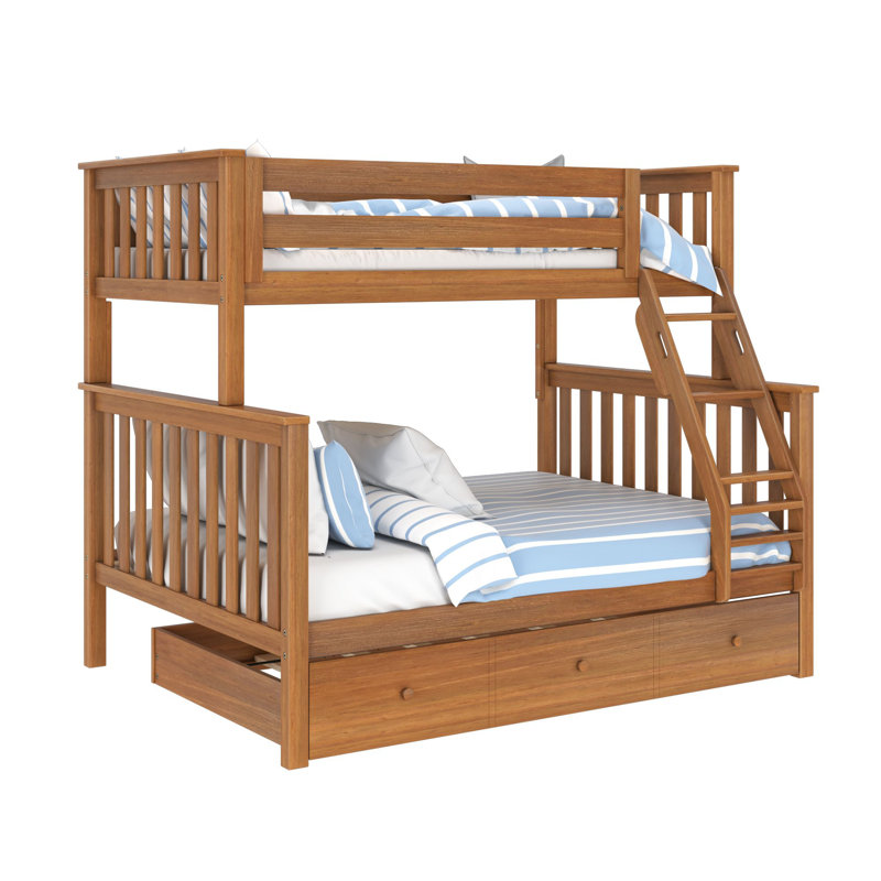 Lit superposé standard avec lit gigogne Ravenwood, Simple sur double, Pacane