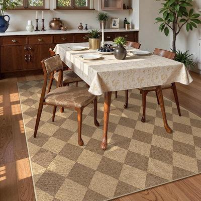 Tapis en jute à carreaux à motif géométrique lavable 6x9
