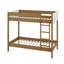 Lit superposé simple au-dessus de simple avec tête et pied de lit rembourrés Boucle, échelle, garde-corps de sécurité, lit superposé en bois d'hévéa