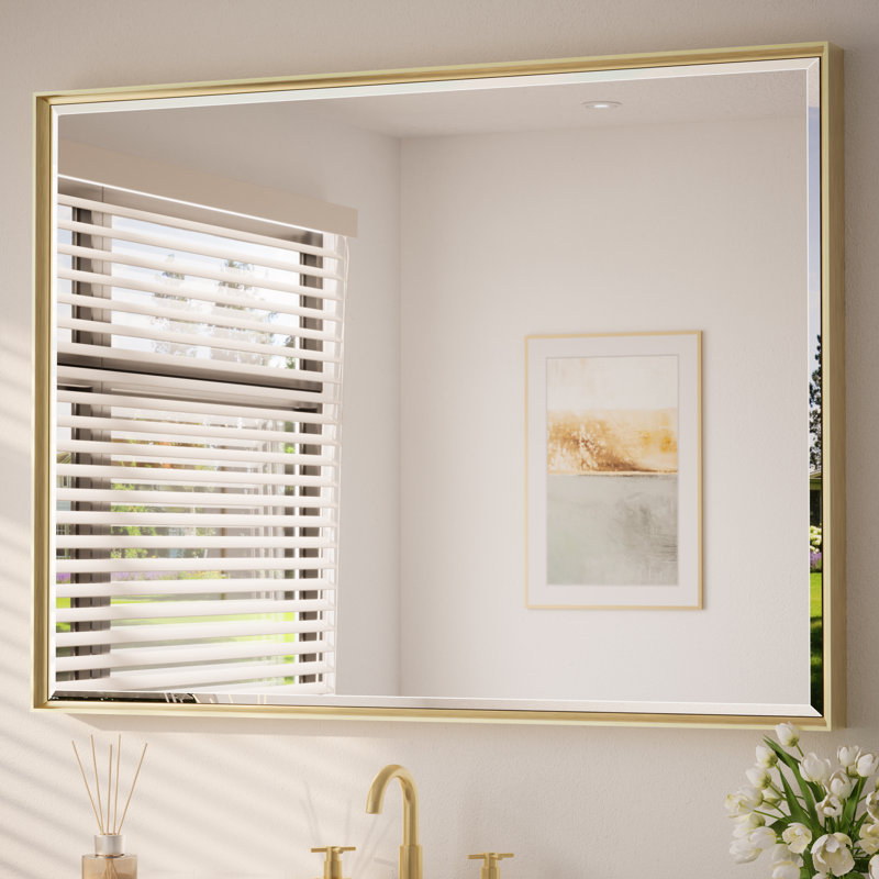 Miroir de salle de bain Areiona, 36 po x 48 po, Or brossé