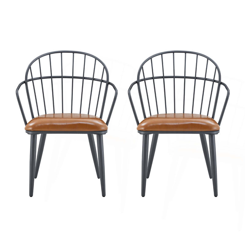 Chaise d'intérieur rembourrée avec pieds en métal, brun