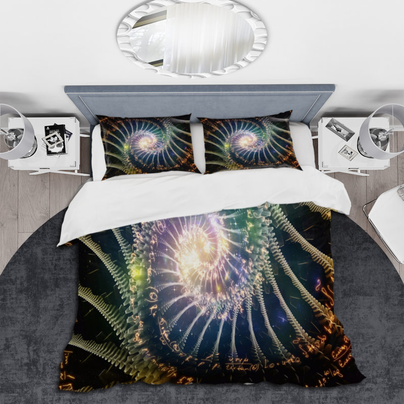 Spiral Helix Fractal Infinity I - Ensemble de housse de couette moderne - Microfibre de polyester
