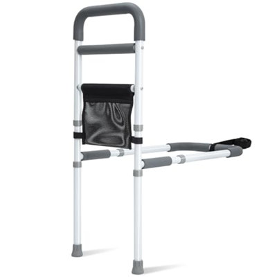 Barrière de lit pour personnes âgées - Barrières de sécurité réglables pour la prévention des chutes des personnes âgées, barre d'appui de chevet avec pied de soutien et poche de rangement, s'adapte à toutes les tailles de lit (simple, double, grand, très grand)