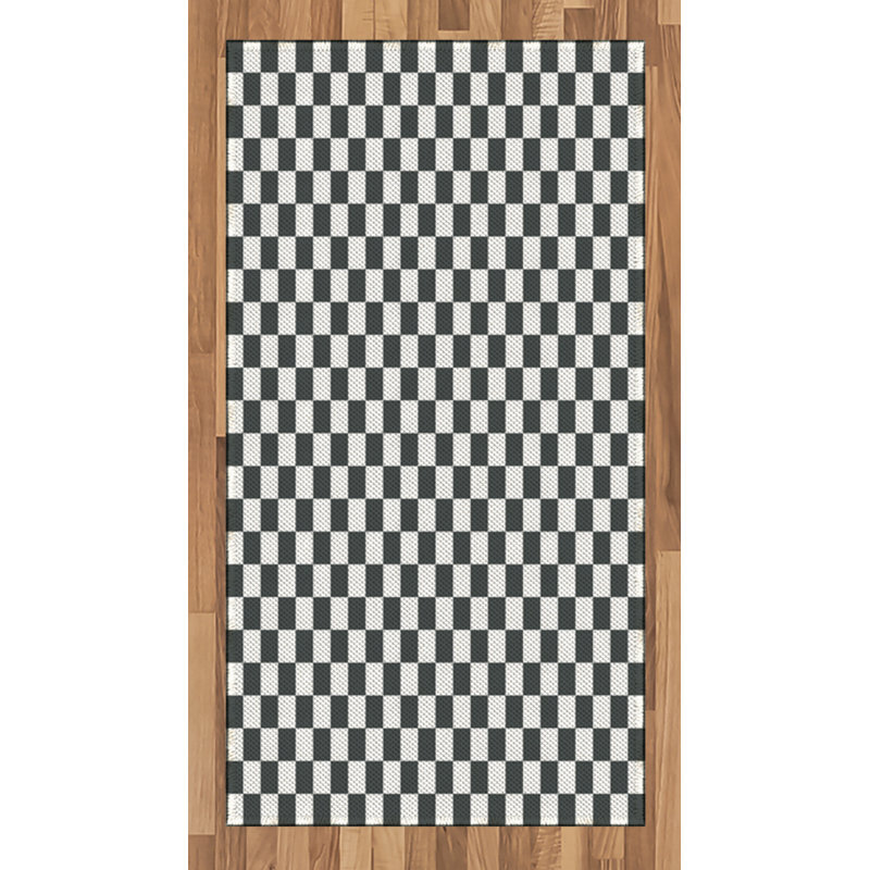 Tapis décoratif à haute densité en fibres de polyester à carreaux, Rectangle 2 pi 7 po x 5 pi
