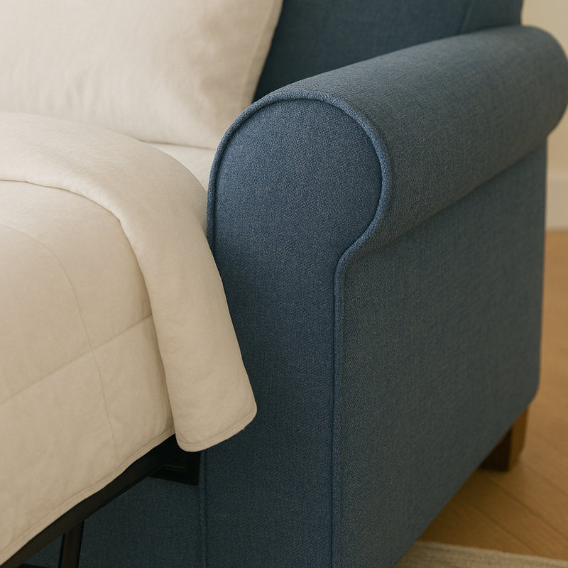 Finn 83" Rolled Arm Sofa Bed with Reversible Cushions, Empire Mahogany, Archetype Anchor, Innerspring