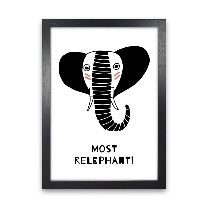 Elephant by Miniofmine - Print, 34cm H x 25cm W x 3cm D, Brown Framed