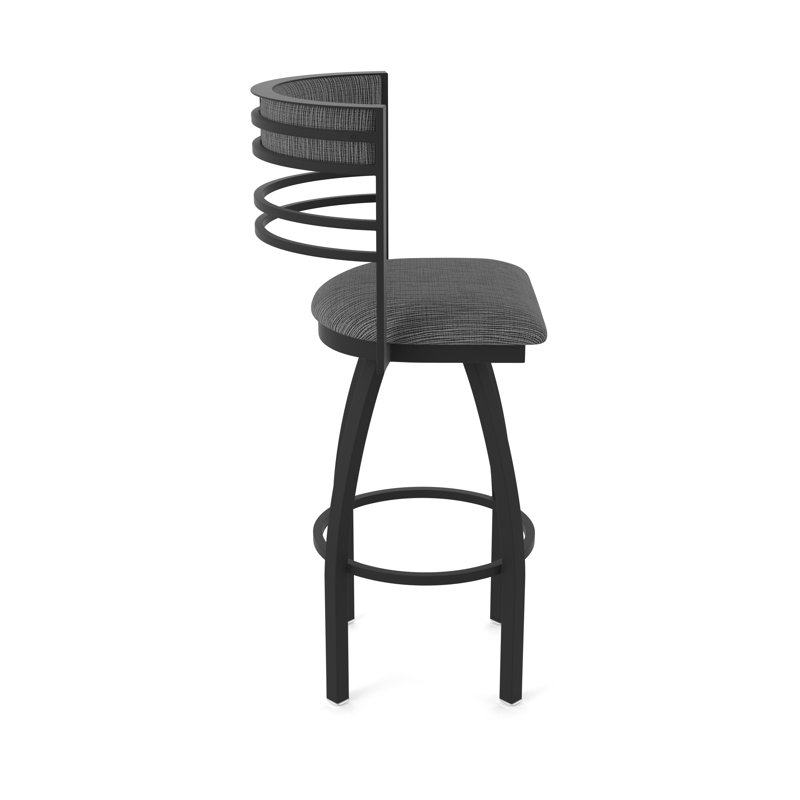 Hunter Swivel Stool, Black Wrinkle, Tabouret de bar (siège d'une hauteur de 36 po), Tissu graphique charbon