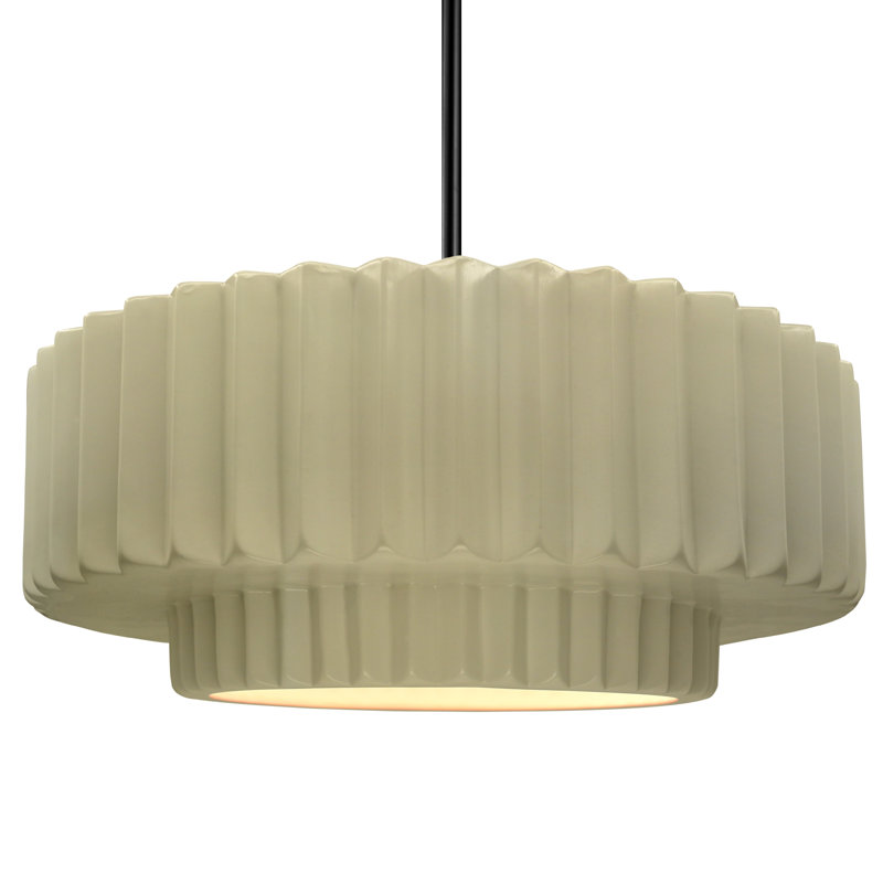 Luminaire suspendu 1 lumière Meydan, H 6 po x l 16,25 po x P 16,25 po, Vanille lustrée, Noir mat