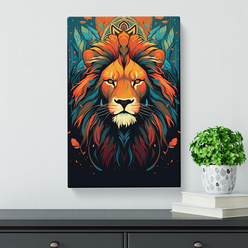 Lion Art Deco Art - Wrapped Canvas, 60cm H x 40cm W x 3cm D