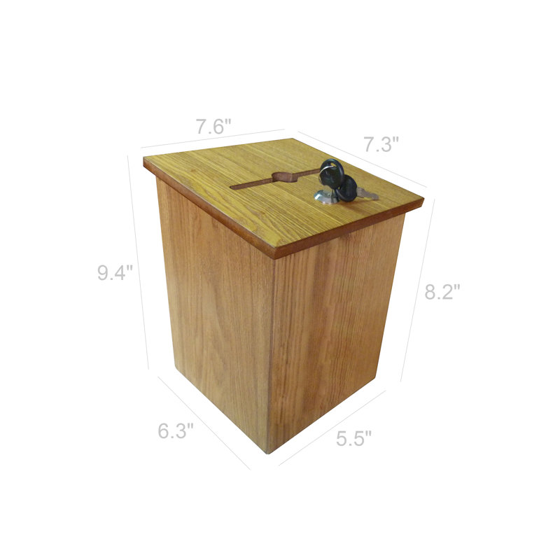 Lockable Light Brown Wood Freestanding Suggestion Box