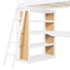 Lit mezzanine simple avec échelle, tablettes et bureau