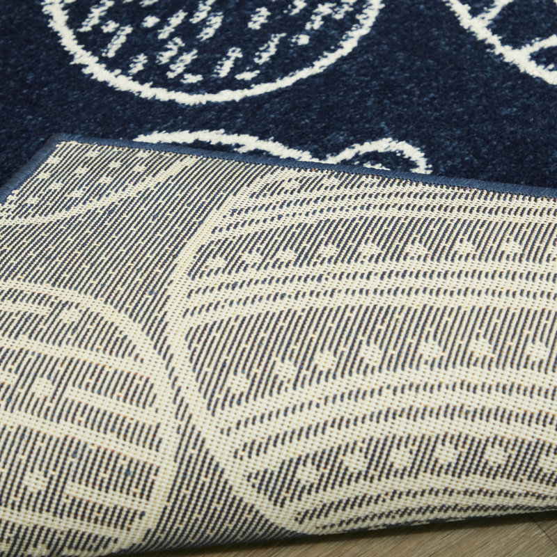 Tapis Otega, Rectangle 5 pi 3 po x 7 pi, Bleu / blanc