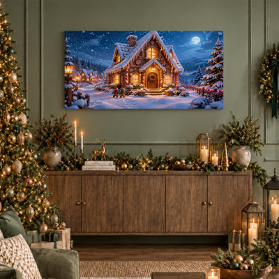 " Gingerbread House In Snowy Winter Village Christmas " Painting
