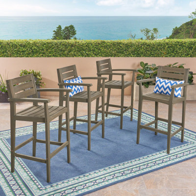Farjand Rustic 30" Teak Patio Bar Stool by Red Barrel Studio