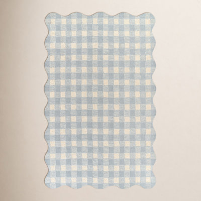 Lola Blue Hand-Tufted Plaid Wool Rug