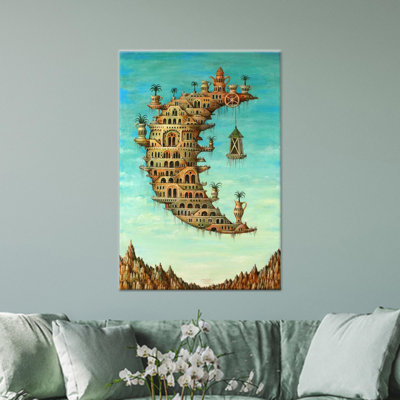 Impression sur toile abstraite Dali: art vivant sur lune, conception à plat, toile tendue 1P