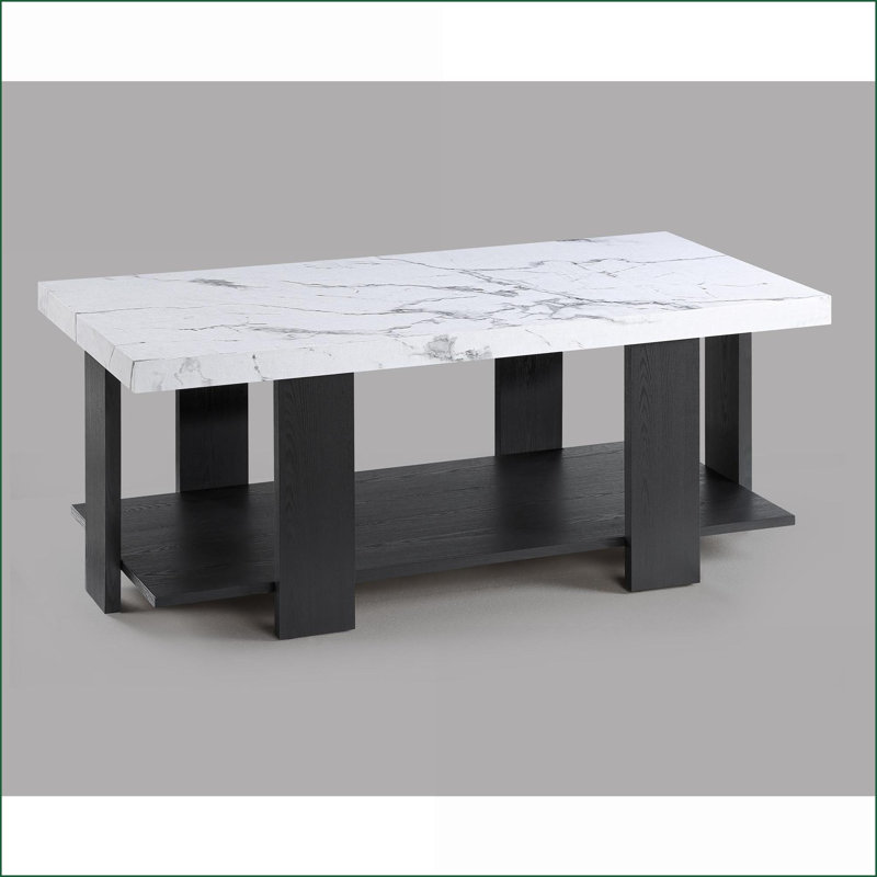 Ensemble de tables basses 3 pièces gris avec faux marbre, centre de table rectangulaire et amp; Assemblage facile pour le salon