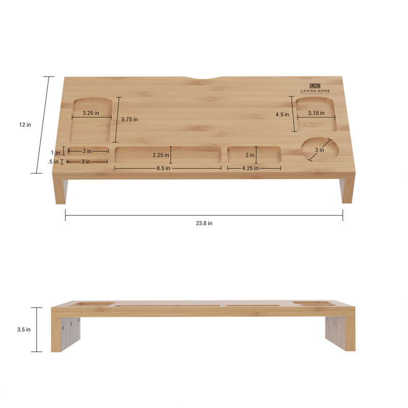 Ryan 7-Compartment Monitor Stand - Eco-Friendly PC Shelf and Laptop Riser for Desk