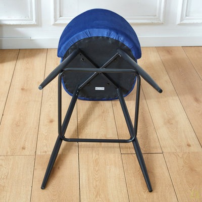 Bar Stool, Set Of 2, Velvet Barstool Modern Counter Bar Height Chair With Back, Sturdy Metal Legs & Footrests, Easy Assembly, Island Stool For Kitchen Bar