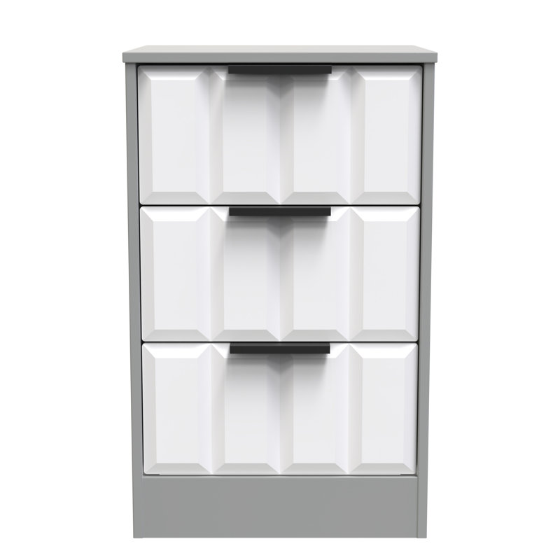 Doss 45cm W Manufactured Wood Bedside Table, White Matt/Dusk Grey