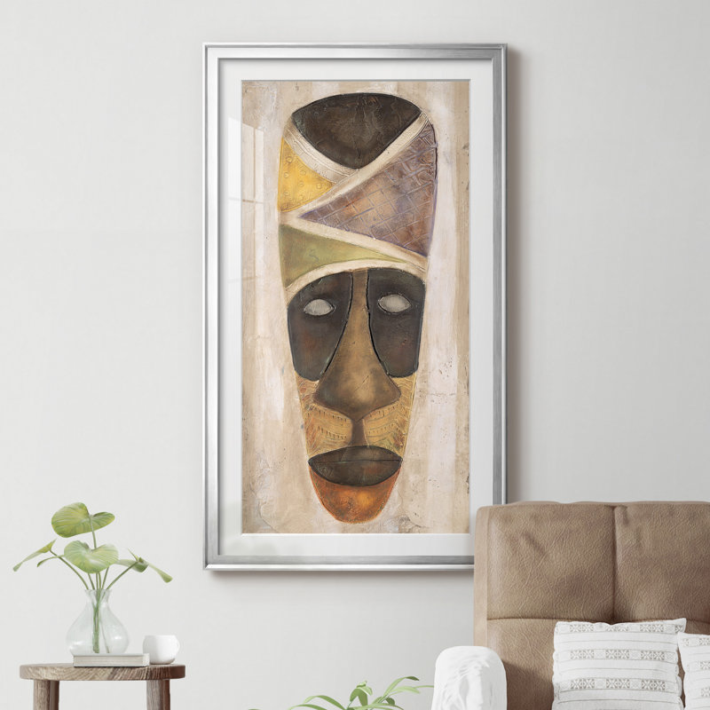 Tikar Mask - cadre photo, reproduction d'art, H 10,5 po x l 18,5 po x P 1,5 po, Papier avec cadre argenté