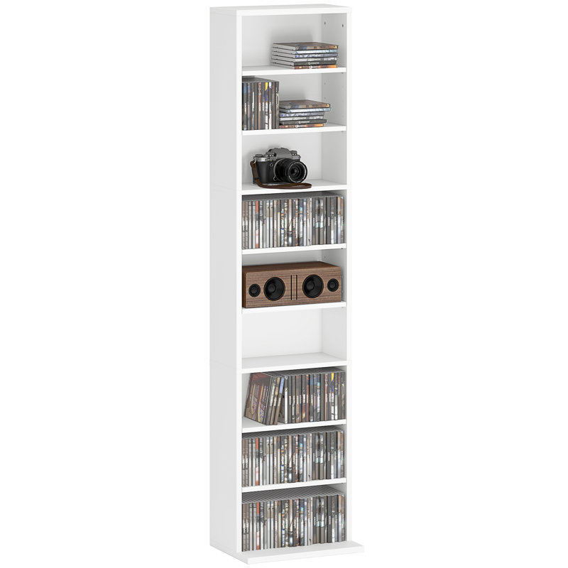 H Media Shelves, 140cm H x 33cm W x 24cm D, White