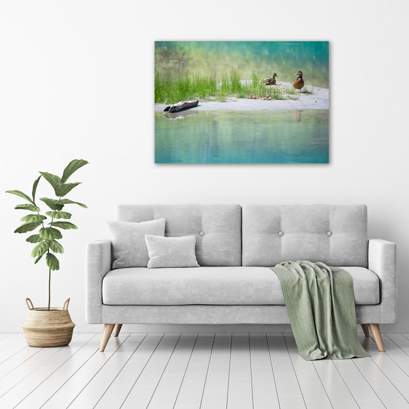 Ducks Above The Water - No Frame Print on Canvas