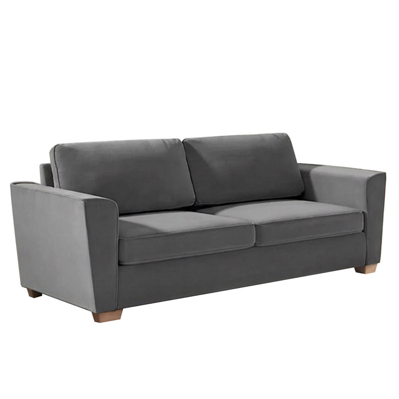 Latitude Run 77" Velvet Queen Pull Out Sleeper Loveseat with Memory Foam Mattress, 30” H x 77” W x 28” D, Gray