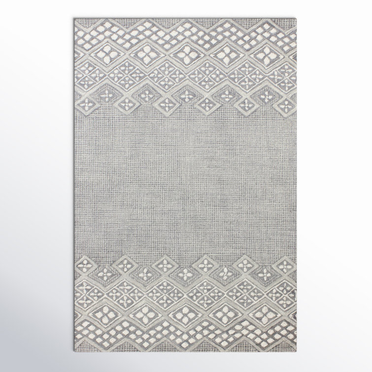 Ismael Geometric Hand Tufted Wool Gray Area Rug