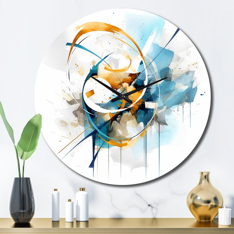 Horloge murale Teal Adn Gold Elegance II - Minimalisme, Grand