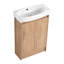 Meuble-lavabo autoportant de 23 po avec lavabo et support de rangement, portes à fermeture douce - décor moderne, lavabo à longue durée d'utilisation, support à tablettes, tablettes réglables, lavabo en céramique, contreplaqué