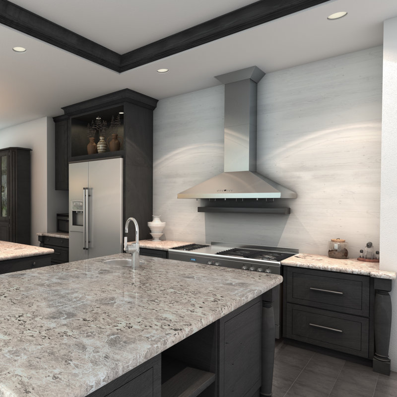 48" KL2 400 CFM Convertible Wall Mount Range Hood in Brushed Stainless Steel, 42"