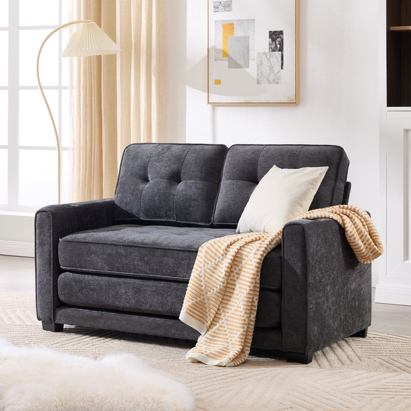 Space-Saving Soft Sleeper Sofa – Comfortable Dual-Purpose Design for Living Rooms & Studios, DARKGREY