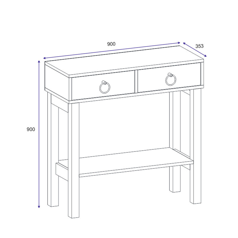 Console Table Haig, Dark Oak/Antihracite