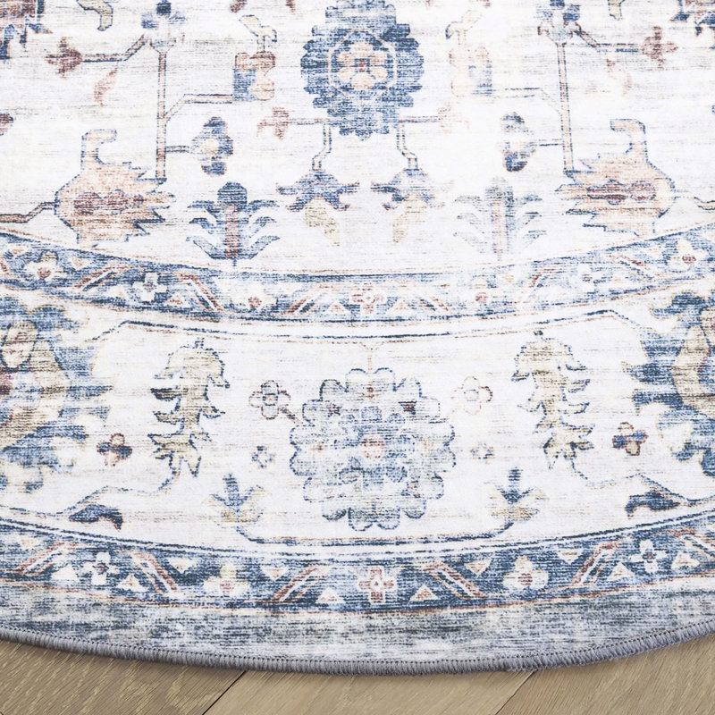 Mareshah Performance Machine Washable Oriental Rug, Round 6'