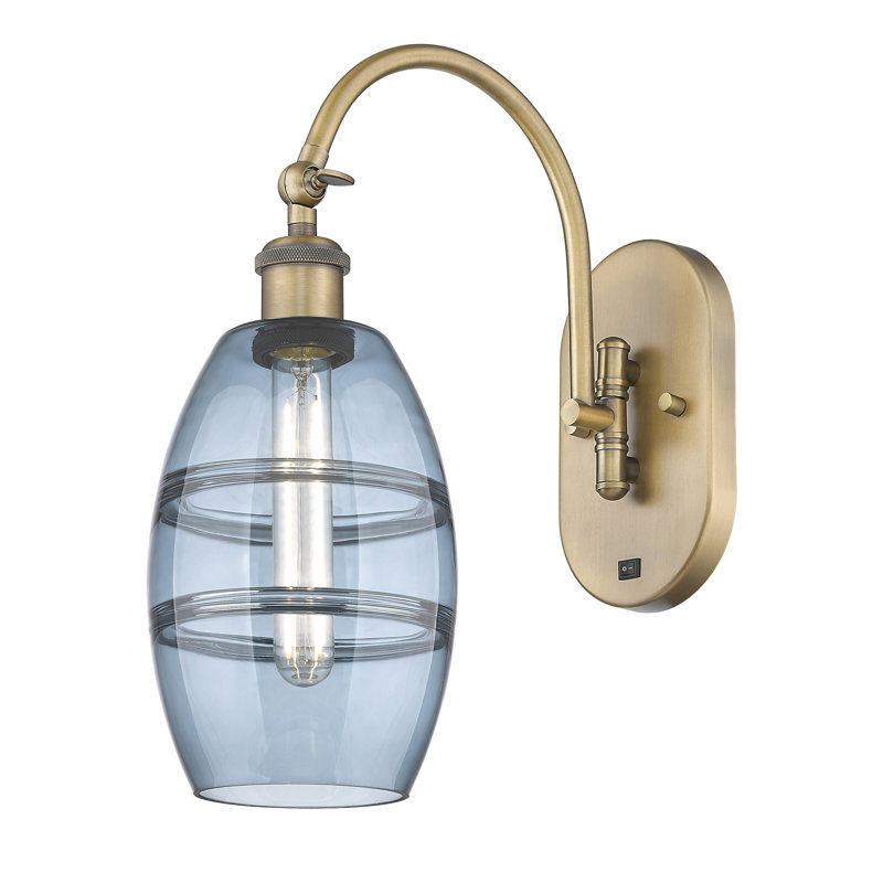 Dundrod Steel Armed Sconce, Princess Blue, Brushed Brass