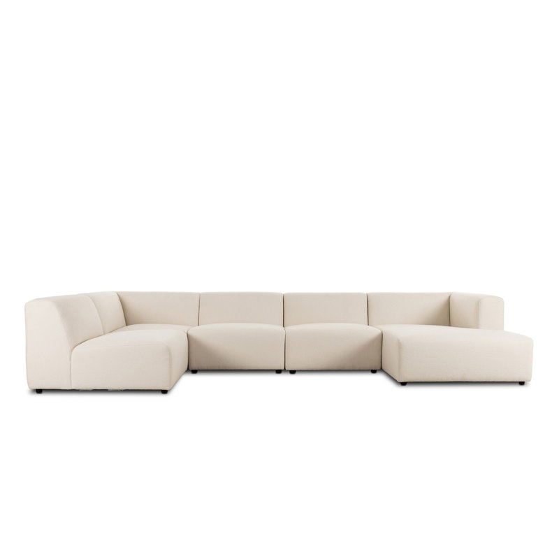 Lawndale 5PC Sectional W/ RAFC-Napa Sandstone, Left Hand Facing, Fayette Cloud Polyester Blend