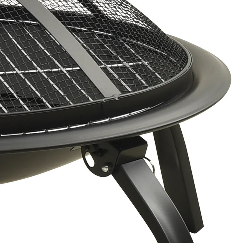 Gaura 2-in-1 Fire Pit and BBQ with Poker 56x56x49 cm Steel, Black