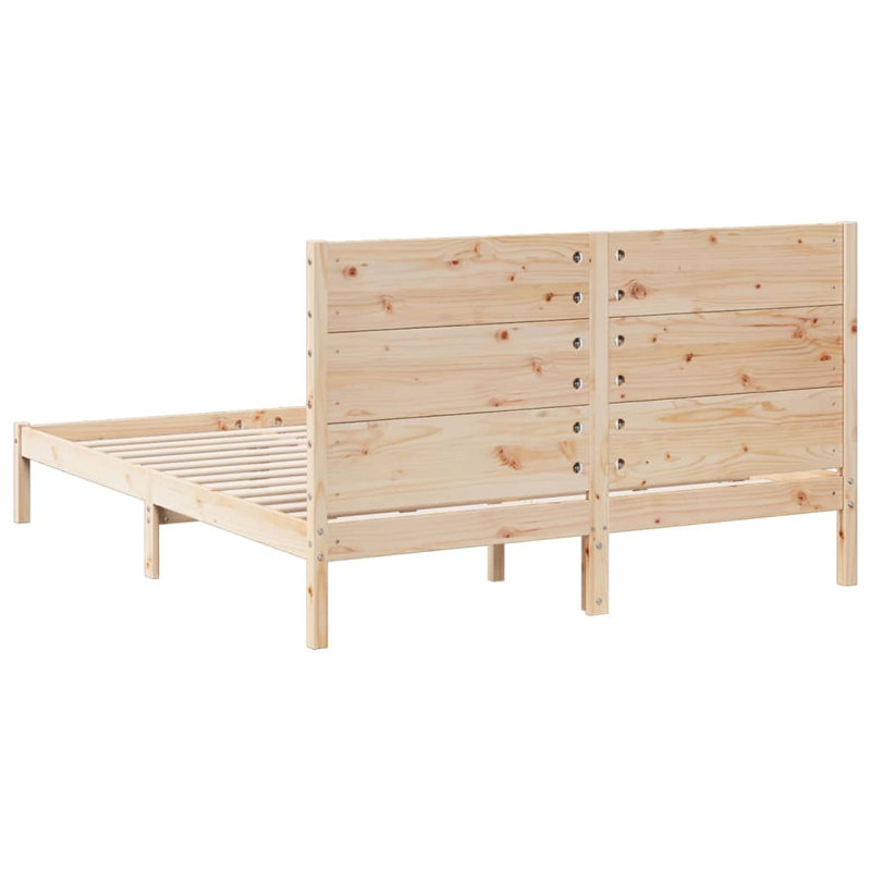 Bed Frame Solid Wood, Natural, European Kingsize (160 x 200cm)