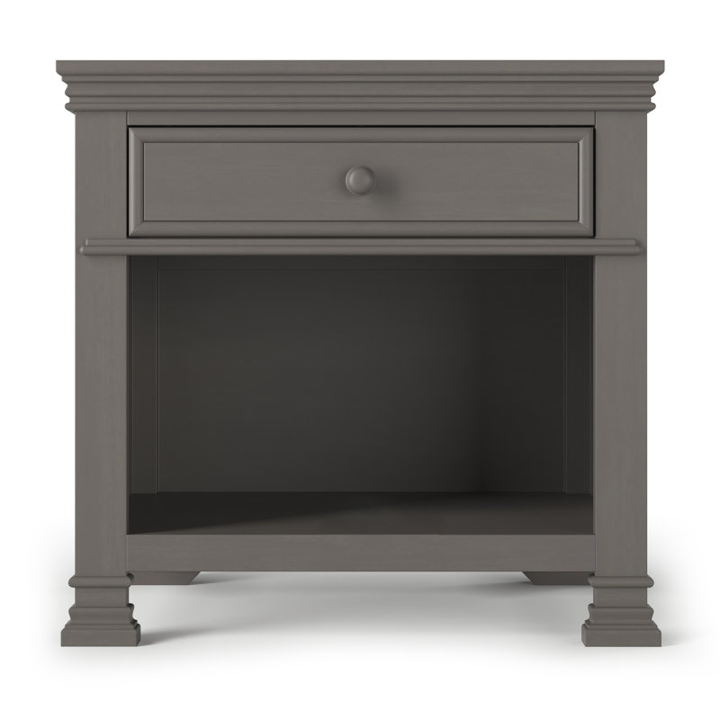 Chelsea Gray Pinewood 1-Drawer Nightstand with Open Shelf