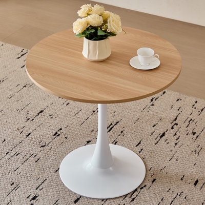 31.5" Round Dining Table for 4 Modern Circle Tulip Table with Metal Tulip Pedestal Base for Kitchen Dining Living Room Apartment Small Space Cafe, Black