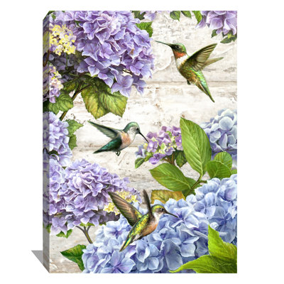 Hummingbirds and Hydrangeas Canvas Wall Art
