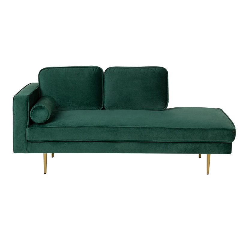 Dan Velvet Chaise Lounge, Left Hand Facing, Green