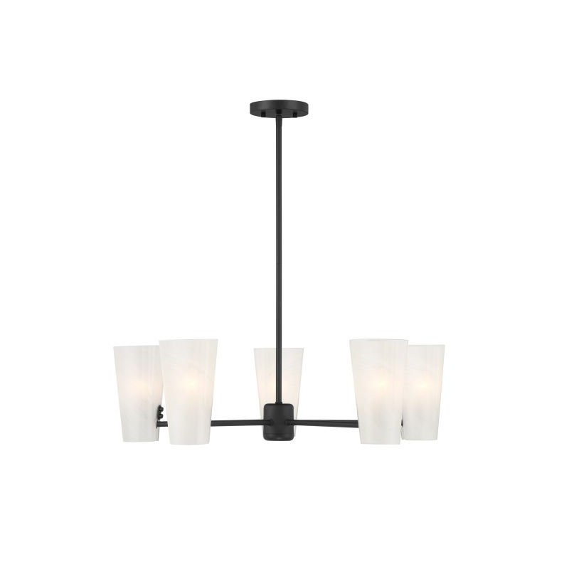 Lustre 5 lumières Meridian, Noir mat, E12/candélabre, Oui