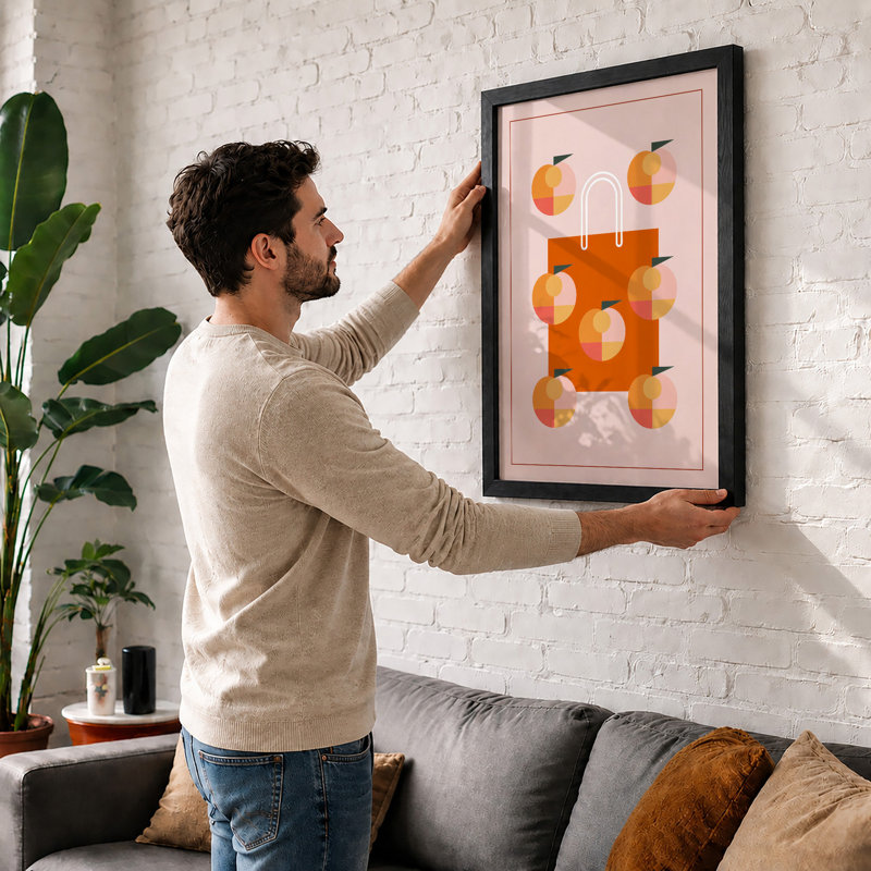 Bag And Peaches Modern - Print, Walnut, A3 - 42.0 x 29.7 cm