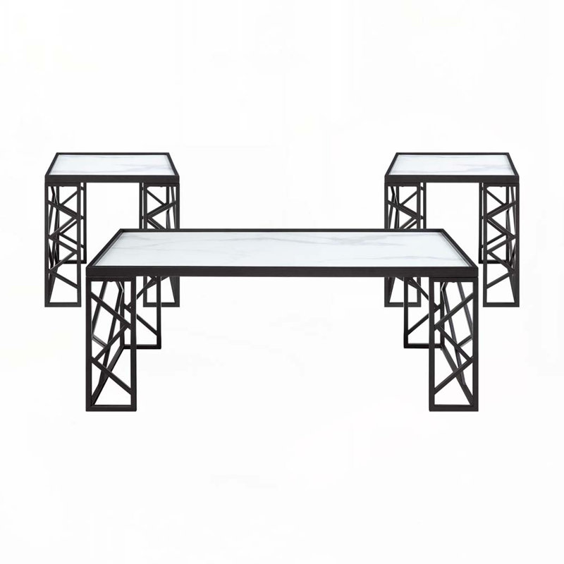 Ensemble de tables basses avec plateau en verre