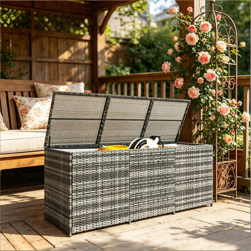 Boîte de rangement en osier de jardin, boîte de rangement extérieure, boîte de rangement imperméable